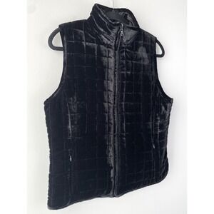 Lauren Ralph Lauren Womens Quilted Reversible Vest S Black Velvet Sporty Classic